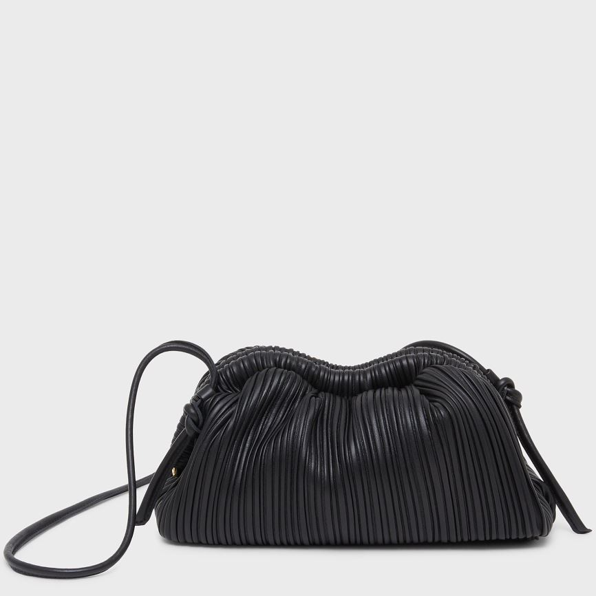 Women\'s Mansur Gavriel Pleated Mini Cloud Clutch Bags Black | AU M485XP